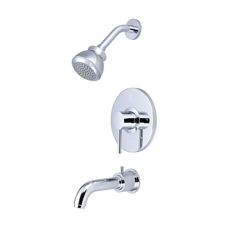 Pioneer Industries Single Handle Tub and Shower Trim Set, Wallmount, Polished Chrome T-4MT120
